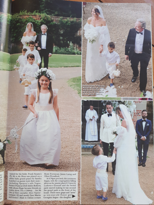 Hello Magazine - Millie Mackintosh wedding - Little Eglantine flower girl dress and page boy outfits